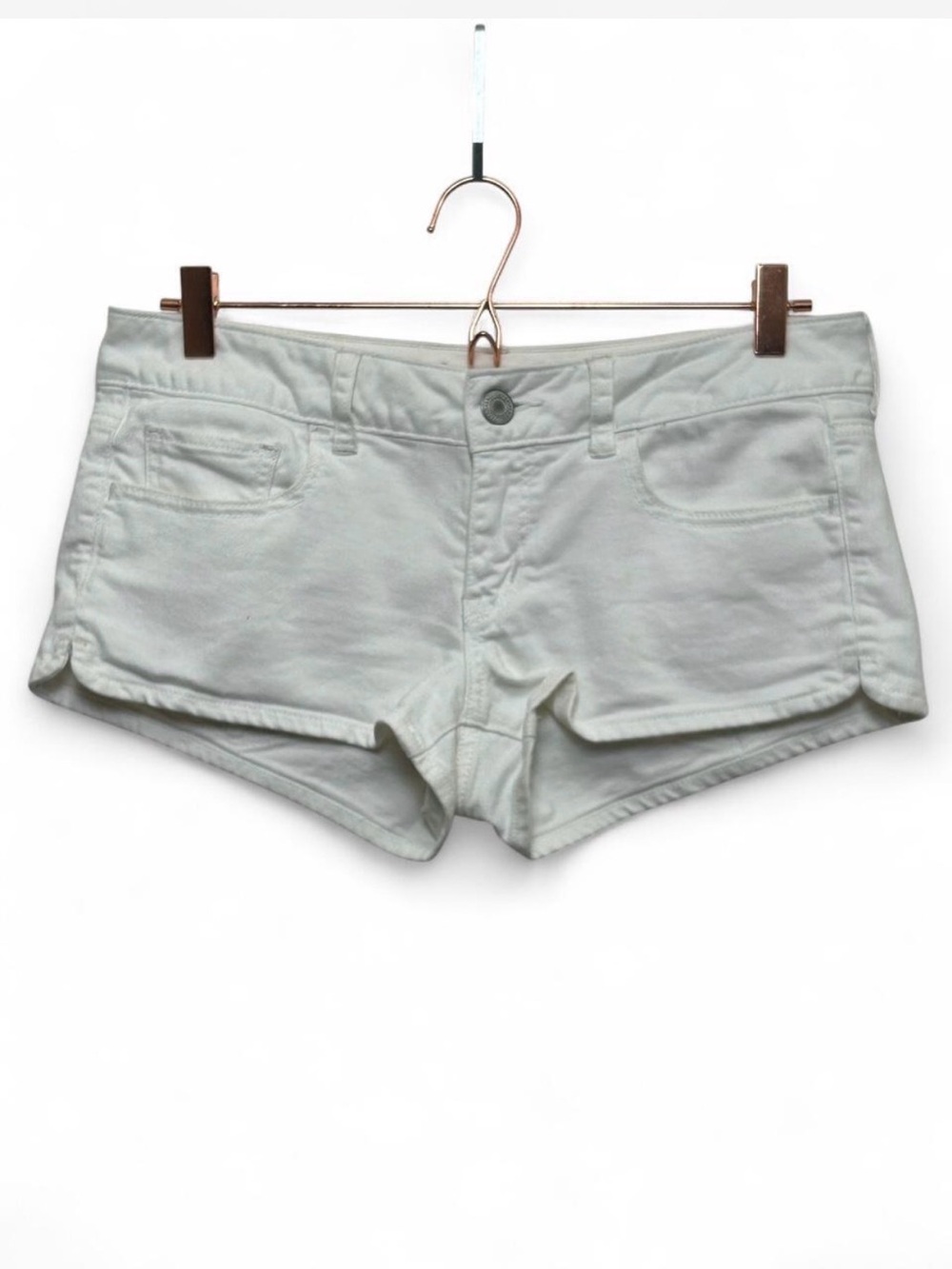 American Eagle Shortie Shorts Womens 8 White Low Rise Stretch Denim Y2K